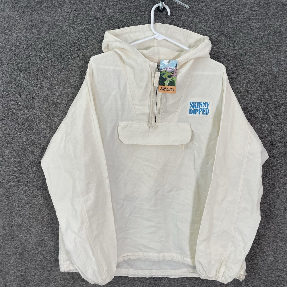 Jungmaven Jacket Mens M Off White Hemp Ripstop Hooded Anorak Shoreline Smock